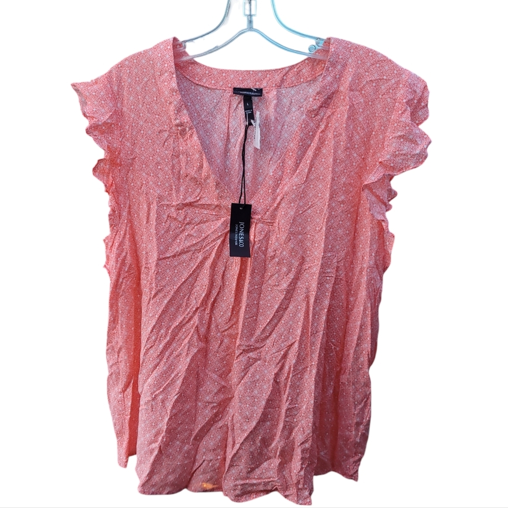 NWT Jones & Co. Pink Ruffle Sleeve Top